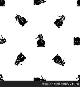 Snowman pattern repeat seamless in black color for any design. Vector geometric illustration. Snowman pattern seamless black