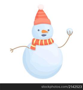 Snowman play fun icon cartoon vector. Hat man. Winter scarf. Snowman play fun icon cartoon vector. Hat man