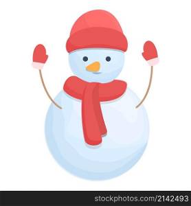 Snowman red scarf icon cartoon vector. Christmas man. Winter happy. Snowman red scarf icon cartoon vector. Christmas man