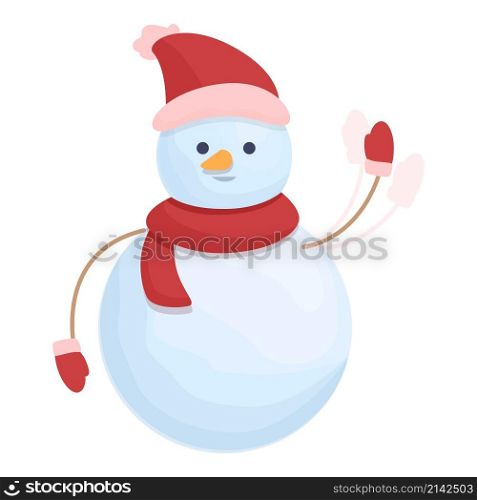 Snowman say hello icon cartoon vector. Christmas man. Scarf white. Snowman say hello icon cartoon vector. Christmas man