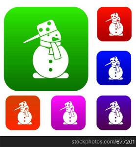 Snowman set icon in different colors isolated vector illustration. Premium collection. Snowman set collection
