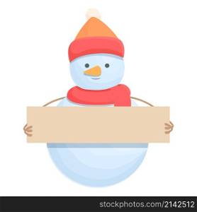 Snowman show banner icon cartoon vector. Xmas card. Snow man. Snowman show banner icon cartoon vector. Xmas card