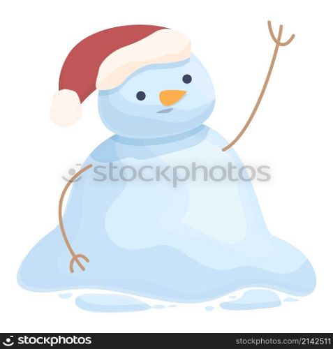 Snowman thawing icon cartoon vector. Snow man. White ice. Snowman thawing icon cartoon vector. Snow man