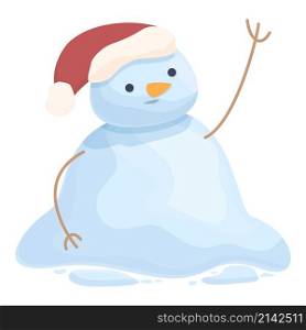 Snowman thawing icon cartoon vector. Snow man. White ice. Snowman thawing icon cartoon vector. Snow man