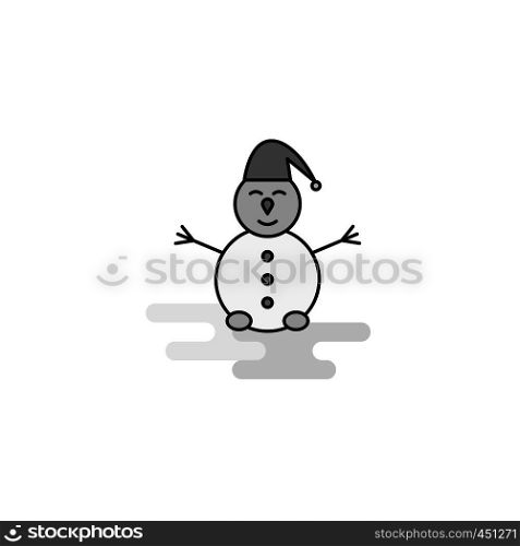 Snowman Web Icon. Flat Line Filled Gray Icon Vector