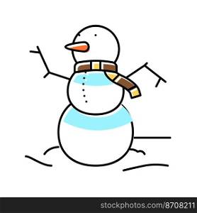 snowman winter color icon vector. snowman winter sign. isolated symbol illustration. snowman winter color icon vector illustration