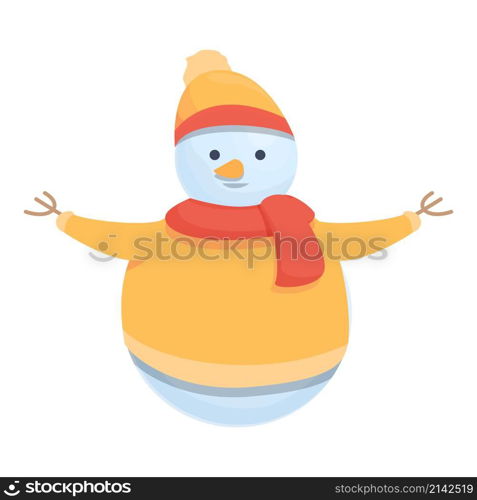 Snowman with clothes icon cartoon vector. Winter man. Scarf happy. Snowman with clothes icon cartoon vector. Winter man