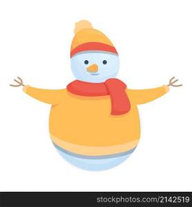 Snowman with clothes icon cartoon vector. Winter man. Scarf happy. Snowman with clothes icon cartoon vector. Winter man