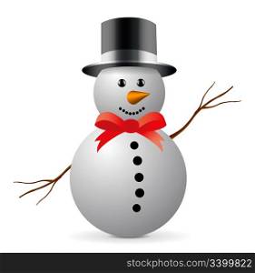 Snowman with hat isolated on white background