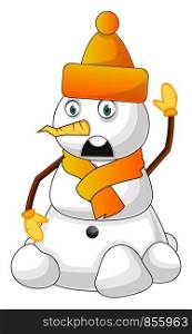 Snowman with orange hat illustration vector on white background