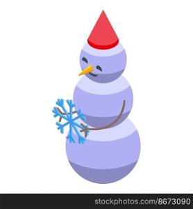 Snowman with snowflake icon isometric vector. Winter snow. Ice xmas. Snowman with snowflake icon isometric vector. Winter snow