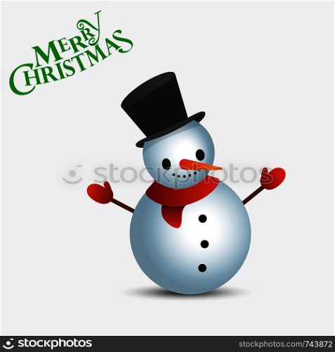 Snowman with text Merry Christmas. Christmas card template