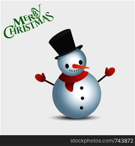 Snowman with text Merry Christmas. Christmas card template