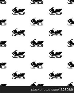 Snowmobile Icon Seamless Pattern, Snow Scooter Motorized Vehicle Vector Art Illustration