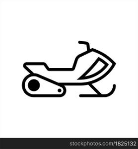 Snowmobile Icon, Snow Scooter Motorized Vehicle Vector Art Illustration