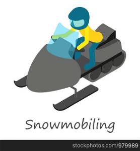Snowmobiling icon. Isometric of snowmobiling vector icon for web design isolated on white background. Snowmobiling icon, isometric style