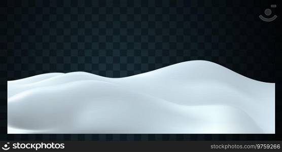 Snowy landscape isolated on dark transparent background. Vector illustration of winter decoration. Snow background. Snowdrift. Game art concept. Vector illustration of winter decoration.
