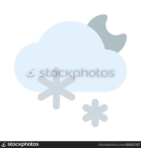 snowy night, icon on isolated background