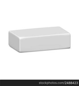 Soap bar mockup. white 3d soap template, clean piece. Handmade toiletries product illustration. Solid square soap piece blank, bathroom cosmetics, natural butter for hands. Soap bar mockup. white 3d soap template, clean piece