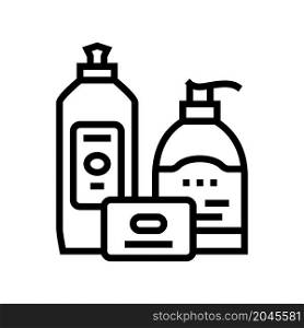 soap bath chemical liquid line icon vector. soap bath chemical liquid sign. isolated contour symbol black illustration. soap bath chemical liquid line icon vector illustration