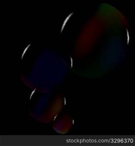 soap bubbles against black background, abstract vector art illustration