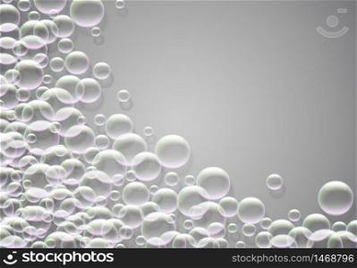 Soap bubbles background with rainbow colored airy foam