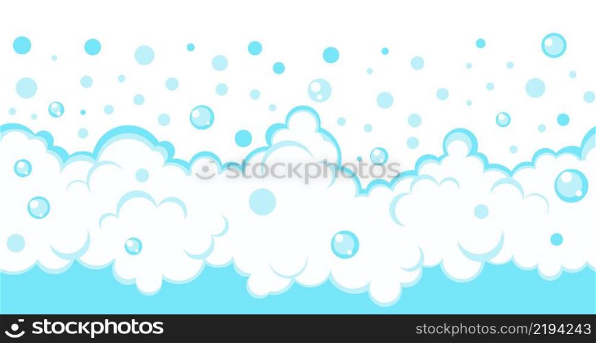 Soap bubbles border. Blue cartoon effervescent suds frame. Vector fizz background illustration. EPS 10. Soap bubbles border. Blue cartoon effervescent suds frame. Vector fizz background illustration.