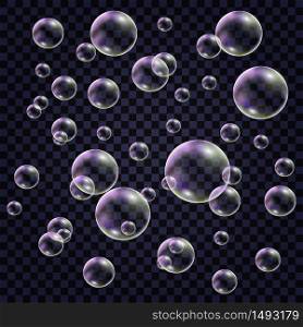 Soap Bubbles Foam. Background with colorful rainbow bubbles. Vector illustration