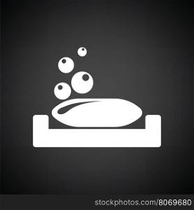 Soap-dish icon. Black background with white. Vector illustration.