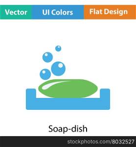 Soap-dish icon. Flat color design. Vector illustration.