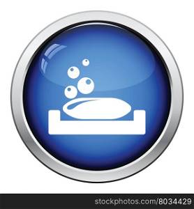 Soap-dish icon. Glossy button design. Vector illustration.