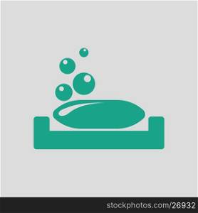 Soap-dish icon. Gray background with green. Vector illustration.