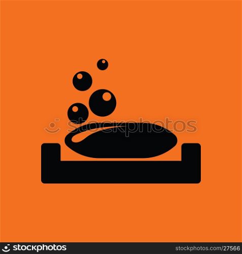 Soap-dish icon. Orange background with black. Vector illustration.