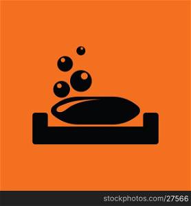 Soap-dish icon. Orange background with black. Vector illustration.
