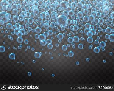 Soap foam and bubbles on transparent background. Vector illustration