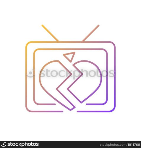 Soap opera gradient linear vector icon. TV drama series. Sentival film with love plot. Romantic serial. Thin line color symbol. Modern style pictogram. Vector isolated outline drawing. Soap opera gradient linear vector icon