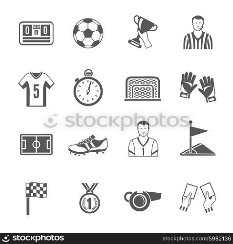Soccer and football sport black icons set isolated vector illustration. Soccer Icons Set