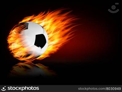 Soccer background with a flaming ball. Vector.
