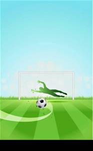 Soccer Background with Goalkeeper and Ball