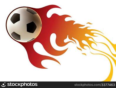 Soccer ball banner with stylized fire