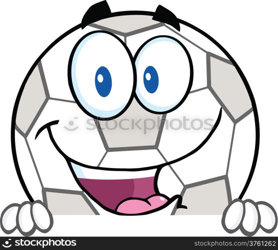 Soccer Ball Cartoon Character Over Blank Sign