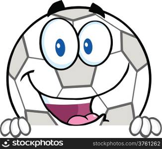 Soccer Ball Cartoon Character Over Blank Sign