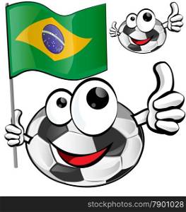 soccer ball cartoon with brazilian flag