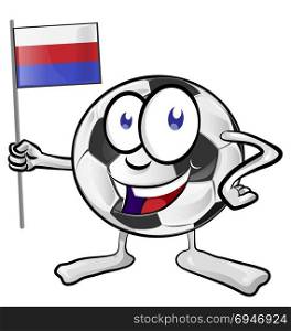 soccer ball cartoon with russian flag