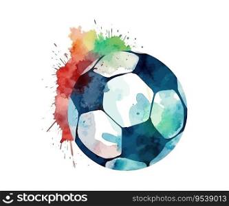 Soccer ball hand drawn watercolor. Vector illustration design.