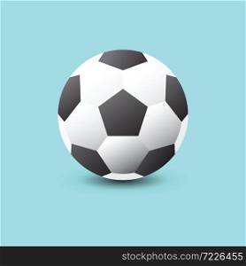 Soccer ball icon flat vector illustration on blue background. Vector illustration.