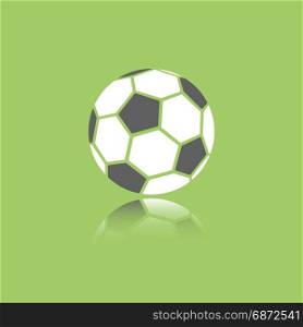 Soccer ball icon with reflection on green background
