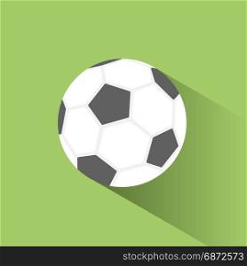 Soccer ball icon with shadow on green background