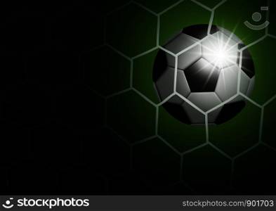 Soccer ball in goal with light vector illustration