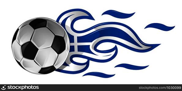 soccer ball on fire with greek flag. soccer ball on fire with greek flag. illustration